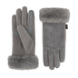 isotoner Women's Water Repellent Touchscreen Stretch Mya Faux Fur Cuff Gloves - color: Ash, size: Large-X-Large