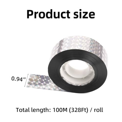 2 Roll Bird Scare Tape Ribbon Reflective Ribbon to Keep Birds Away from Garden Double Sided Holographic Birds Scare Tapes 328 Ft Bird Flash Tape Deterrent Tapes Outdoor Pigeon Woodpecker Repellent