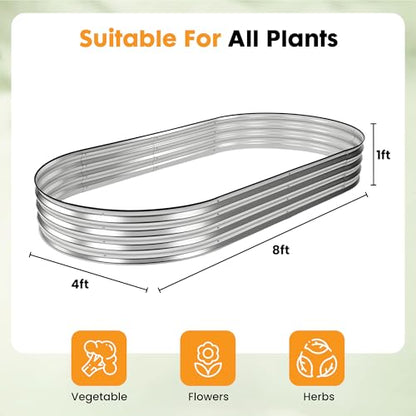 Sweetcrispy Raised Garden Bed Outdoor, 8x4x1ft 2 PCS Galvanized Planter Box - size: 8×4×1ft (2 pcs)