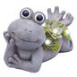 TERESA'S COLLECTIONS Cute Frog Garden Decor with Solar Light 5.5" - size: Medium