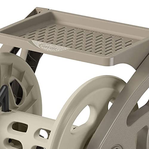 Suncast Handler Plastic Wall-Mounted Outdoor Weatherproof Garden Hose Storage Reel with Storage Tray, Holds 200 Feet of Hose (2 Pack)