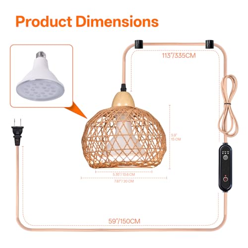 Bstrip Hanging Grow Light for Indoor Plants 18W - size: Rattan Lantern-Hanging