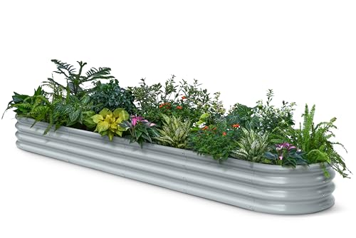 Galvanized Raised Garden Bed 10x2x1 ft, 12" Tall Metal Planter Box - color: Gray, size: 10x2x1ft