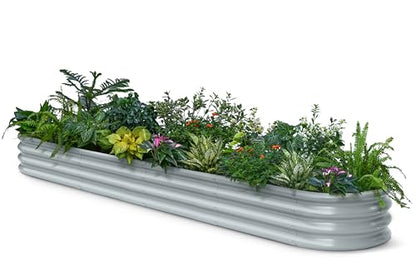 Galvanized Raised Garden Bed 10x2x1 ft, 12" Tall Metal Planter Box - color: Gray, size: 10x2x1ft