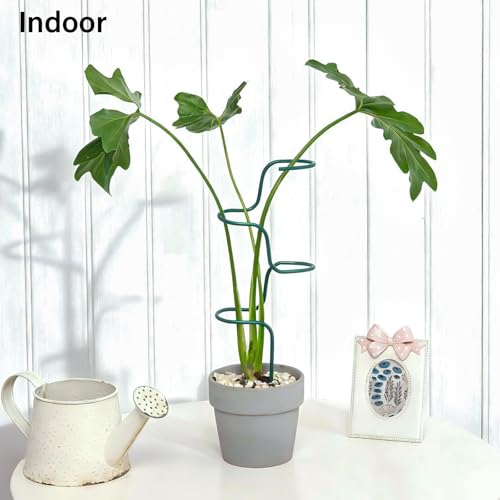 Plant Support Stakes - 3 Pack Durable Metal Trellis for Monstera - color: Green