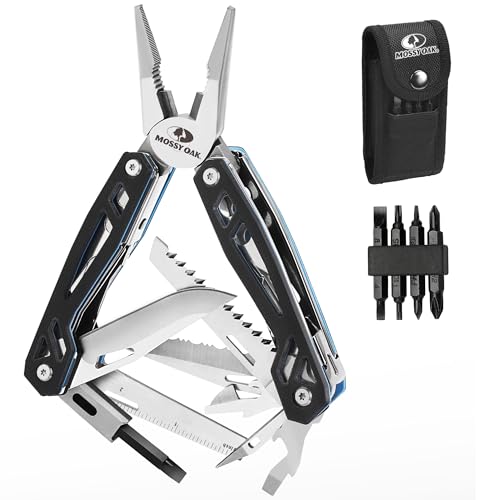 MOSSY OAK 21-in-1 Multitool, Stainless Steel Pliers with Pocket Knife - color: 21-in-1, Black