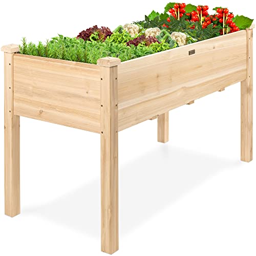 Best Choice Products 48 x 24 x 30 Inches Raised Garden Bed, Elevated Wood Planter Box Stand for Backyard, Patio, Balcony with Bed Liner, 200 Pound Capacity - Natural - color: Natural, size: 48x24x30in