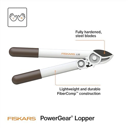 Fiskars 16" PowerGear Garden Anvil Loppers, 1.25" Cut Capacity, White - style: Lopper