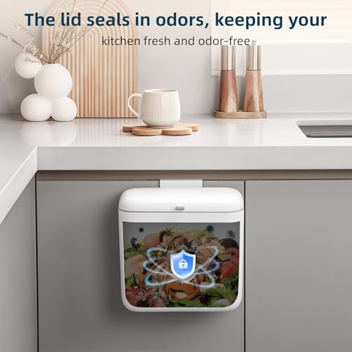MUEE Hanging Trash Can with Lid for Kitchen, Garbage Can 1.8 Gal/6.8L - size: Standard [1.8 Gal] - For 2-3 Person Families