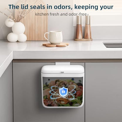 MUEE Hanging Trash Can with Lid for Kitchen, Garbage Can 1.8 Gal/6.8L - size: Standard [1.8 Gal] - For 2-3 Person Families