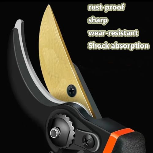 Germany Pruning Shears For Gardening, Arthritis Weak Hand Snips, 4x cutting power trimming, 1-Inch Cut Capacity Garden Clippers, Ergonomic handle, Rust resistant, high strength steel, Sharp - color: Red/Black