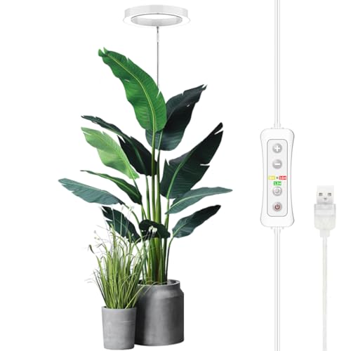 yadoker Plant Grow Light, LED Growing Light Full Spectrum for Indoor Plants,Height Adjustable, Automatic Timer, 5V Low Safe Voltage,Idea for Large Plant Light - color: White, size: 1 Pack