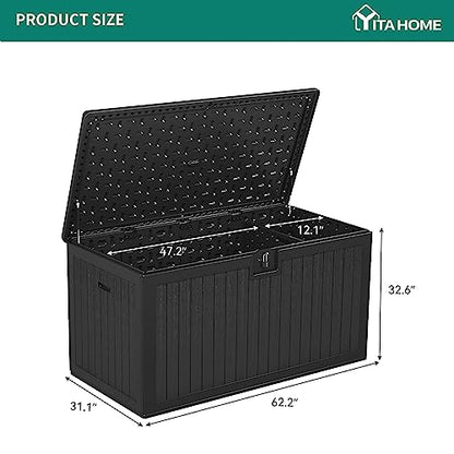 YITAHOME XXL 260 Gallon Large Deck Box - color: Black, size: 230 Gallon Standard