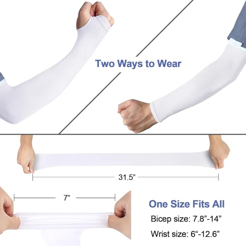 beister Arm Sleeves for Men & Women, UPF 50+ UV Sun Protection, Cooling - color: 6 Pairs Black+white+grey+beige+blue+pink(without Fashion)