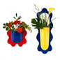 Wall Mount Flower Vase Detachable Metal Wall Plant Pot 2 Pack - color: Yellowred Navy