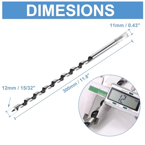 12 x 300mm (Approx. 15/32 x 12 Inch) Wood Auger Drill Bit - 1pcs - size: 12x300mm (Approx. 15/32 x 12")