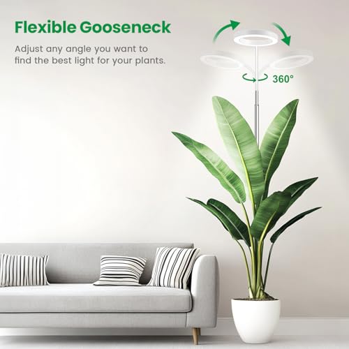 Garpsen Halo Grow Light, Full Spectrum with Gooseneck, 3 Pack - size: White-3Pack