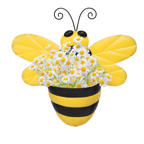 Bee Metal Wall Mounted Succulent Planter Indoor - color: Bee Yellow