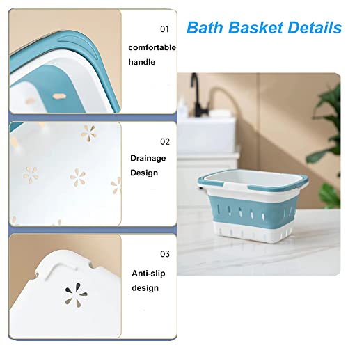 Foldable Plastic Shower Caddy Basket 2 Pcs, Portable and Durable Toiletries Caddy with Handles Ideal for Dorm, Bathroom, Cleaning, Kitchen, Camping, Waterproof, Easy to Clean (Grey 2 pack) - color: Grey 2 pack