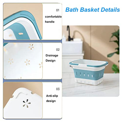 Foldable Plastic Shower Caddy Basket 2 Pcs, Portable and Durable Toiletries Caddy with Handles Ideal for Dorm, Bathroom, Cleaning, Kitchen, Camping, Waterproof, Easy to Clean (Grey 2 pack) - color: Grey 2 pack
