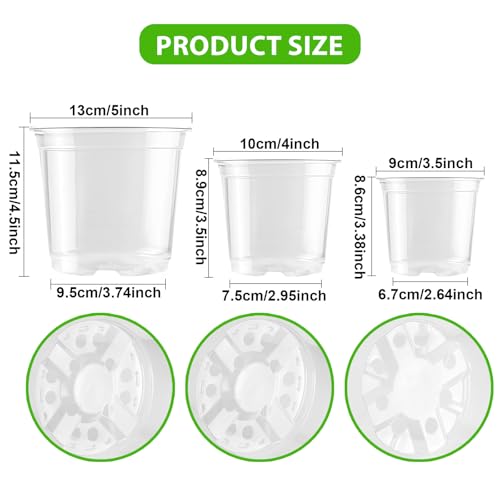 Clear Nursery Pots 36 Pack, 3.5/4/5 Inch with Drainage Holes - style: 36PCS