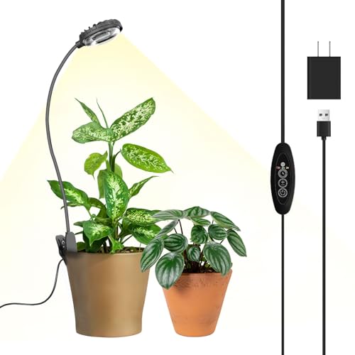 Small Clip On Grow Light for Indoor Plants, Full Spectrum, Dimmable - size: 1-Pack
