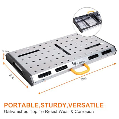 WORKESS Metal Welding Table Folding 1000 lbs Load Capacity Heavy Duty Steel Construction Workbench for Welding Adjustable 7 Level Height - style: Metal Top