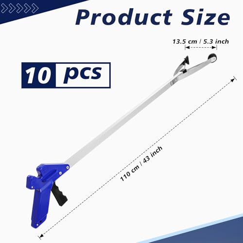 Sabary 10 Pack Suction Cup Trash Picker Grabber Tool,Blue,43 Inch - color: Blue, size: 43 Inch