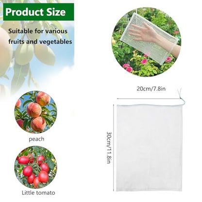 Belit 25 Pcs Net Bags Grapes Protection Bags with Drawstring Nylon Mesh Reusable Fruit Bags for Fruit Trees Vegetables (11.8"x7.8") - size: 25psc 11.8"x7.8"