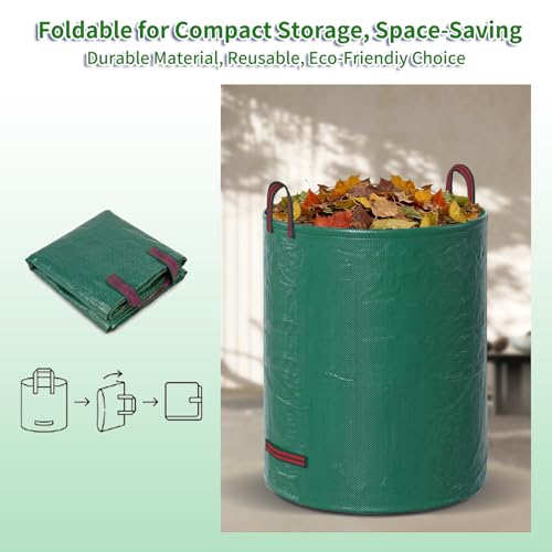 for 2 Pack-132 Gallon Reusable Yard Waste Bags Lawn and Leaf Bags - size: 1 Count (Pack of 2)