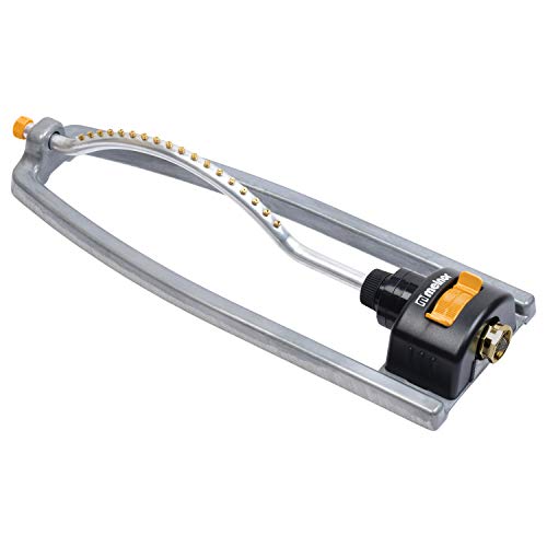 Melnor 65079-AMZ Metal Oscillating Sprinkler with QuickConnectProduct Adapter Watering Set, 3600 sq. ft. Coverage