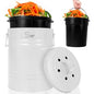 Chef's Star Countertop Compost Bin, Indoor Compost Bin, Small Composter, White, 0.8 Gallon, Metal - color: White