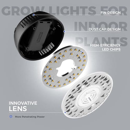 Barrina Orbgrow OG09 Puck Grow Light, 9W 5000K, 1 Pack, Black - color: 5000K-Black Cover, size: 1 Pack without Timer