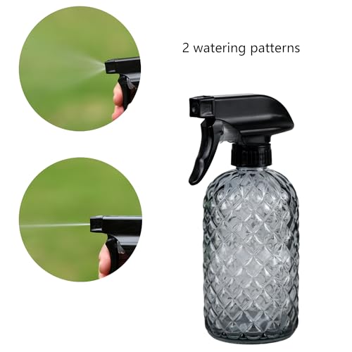 12Oz Glass Plant Spray Bottle with Black Plastic Top Pump - color: Gray