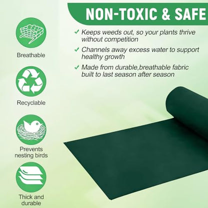 63×114 Inch Raised Garden Bed Liner, Heavy Duty Green Planter Fabric Liner - color: Green