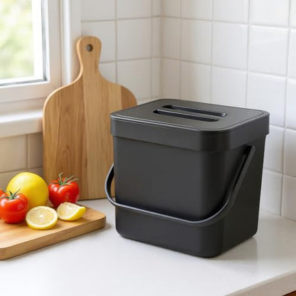 1.8 Gal Countertop Compost Bin, Hanging Trash Can 7L/Black - color: BLACK, size: 7 L / 1.8 Gal - Lid