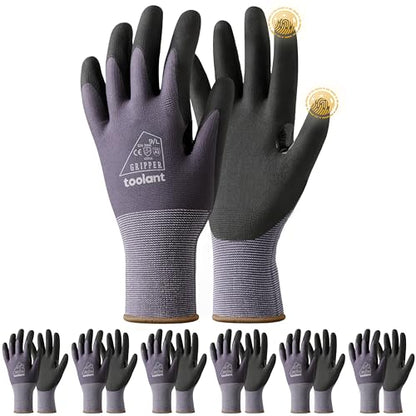 toolant Microfoam Nitrile Work Gloves with Grip, 6 Pairs, Gray, Large - color: Gray-6pairs, size: Large