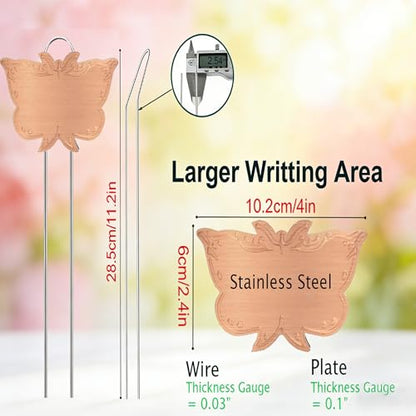 Metal Plant Labels for Outdoor Garden Waterproof 11-Inch 30 Pack - color: Rose Gold 30-pack