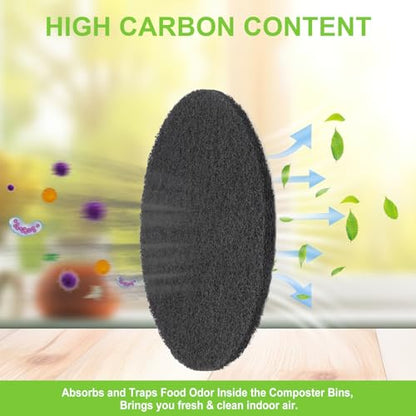 6.7" Charcoal Filters for Kitchen Compost Bins, 0.4" Thickness, 6 Pack