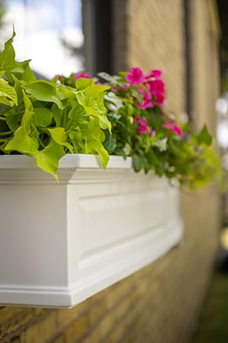 Mayne Nantucket 36in Self-Watering Rectangular Window Box Planter, White - color: White, size: 36in