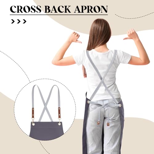 Crossback Pottery Apron Split Leg, Adjustable Straps - color: Gray
