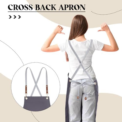 Crossback Pottery Apron Split Leg, Adjustable Straps - color: Gray