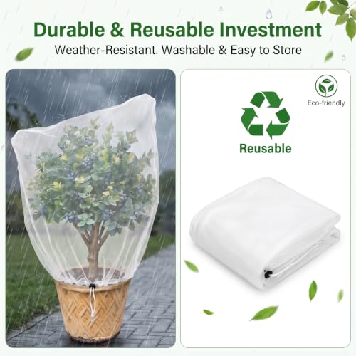 Bush Netting Cover 2 Pack 2.5ft x 3.3 ft, Bird Netting with Zipper & Drawstring, Reusable Berry Bush Netting for Lowbush Blueberries & Garden Plants, Bird Deer Insect and Poultry Barrier