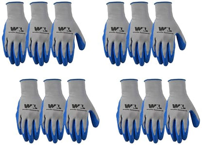 Wells Lamont 3 Pair Pack Latex Grip Work Gloves, Medium 133MF, Grey (Pack of 4) - size: Medium (Pack of 12)