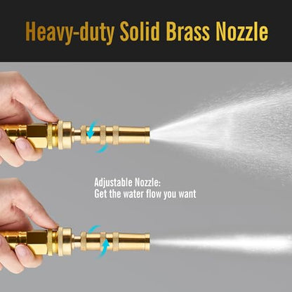 SKYWARD 50ft Stainless Steel Garden Hose, Brass Nozzle,Leakproof,Kink Free - size: 50ft