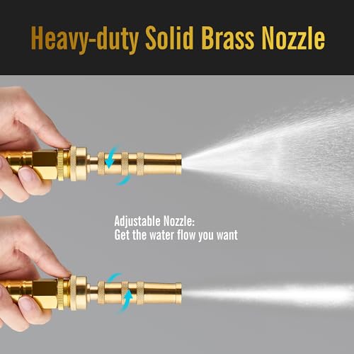 SKYWARD 100ft Stainless Steel Garden Hose,Brass Nozzle,Leakproof,Kink Free - size: 100ft