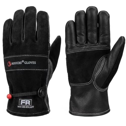 Cowhide Leather Work Gloves,Gardening,Welding Gloves for Men Black L - color: Black, size: Large