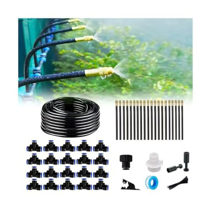 New drip Irrigation kit, Automatic Garden Watering System, Quick Connector and 360-degree Bending Dropper atomizing Copper Nozzle, Garden Plant Lawn Courtyard Watering System. (82FT) - size: 82FT