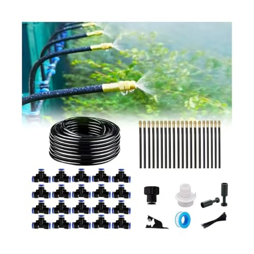New drip Irrigation kit, Automatic Garden Watering System, Quick Connector and 360-degree Bending Dropper atomizing Copper Nozzle, Garden Plant Lawn Courtyard Watering System. (82FT) - size: 82FT