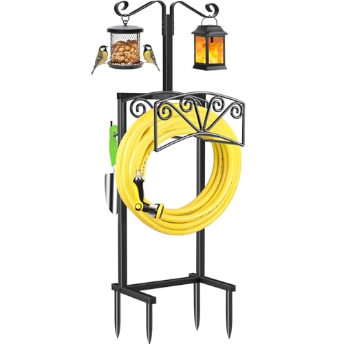 TomCare Garden Hose Holder, Heavy Duty Water Hose Hanger for 160FT Hose - color: Matte Black, size: 15″ W